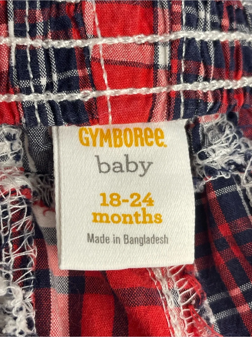 Gymboree Patchwork Madras Plaid Suspender Shorts Red White Blue 18-24 Months